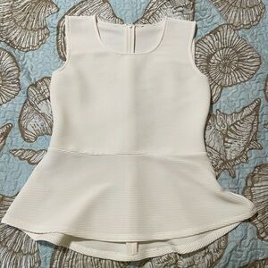 Ann Taylor ivory tailored peplum top